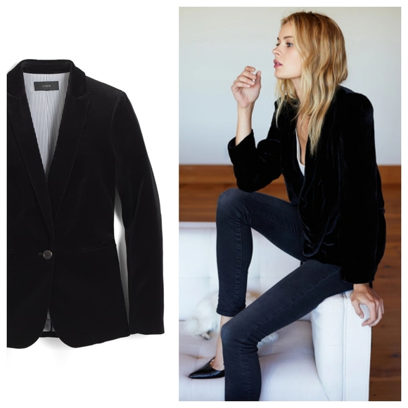 NWT J.Crew Parke Velvet Blazer BLK